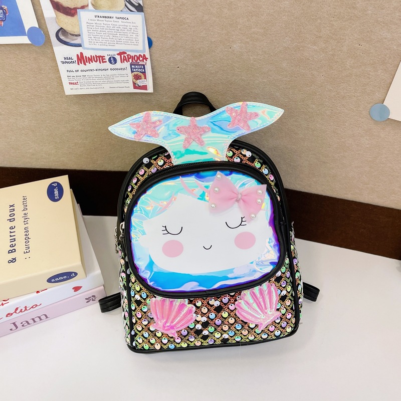Mochila de moda de sequillas para niños y niñas, jardín de infantes, mochila para bebés, caricatura encantadora conchas de estrellas, mochila para niños