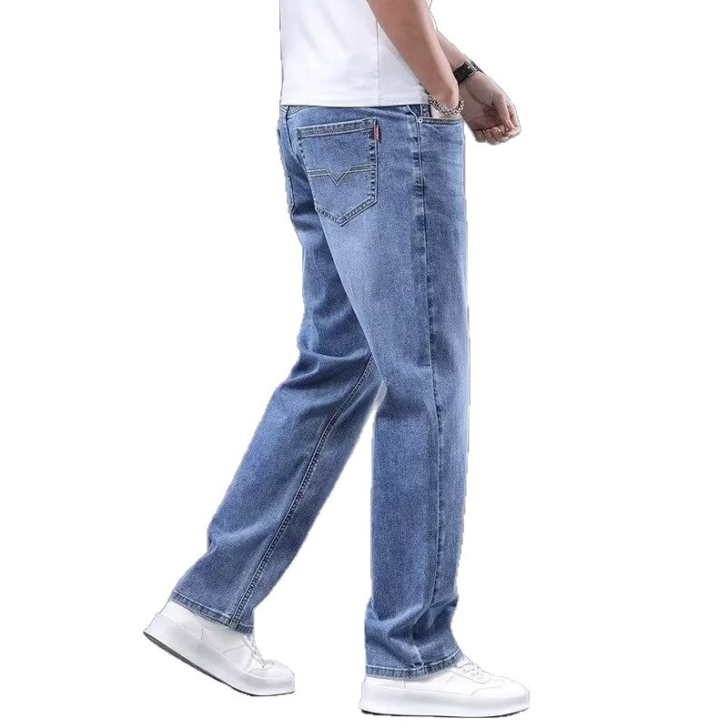 Camisas de primavera y otoño jeans para hombres pantalones elásticos rectos sueltos pantalones casuales de moda para hombres