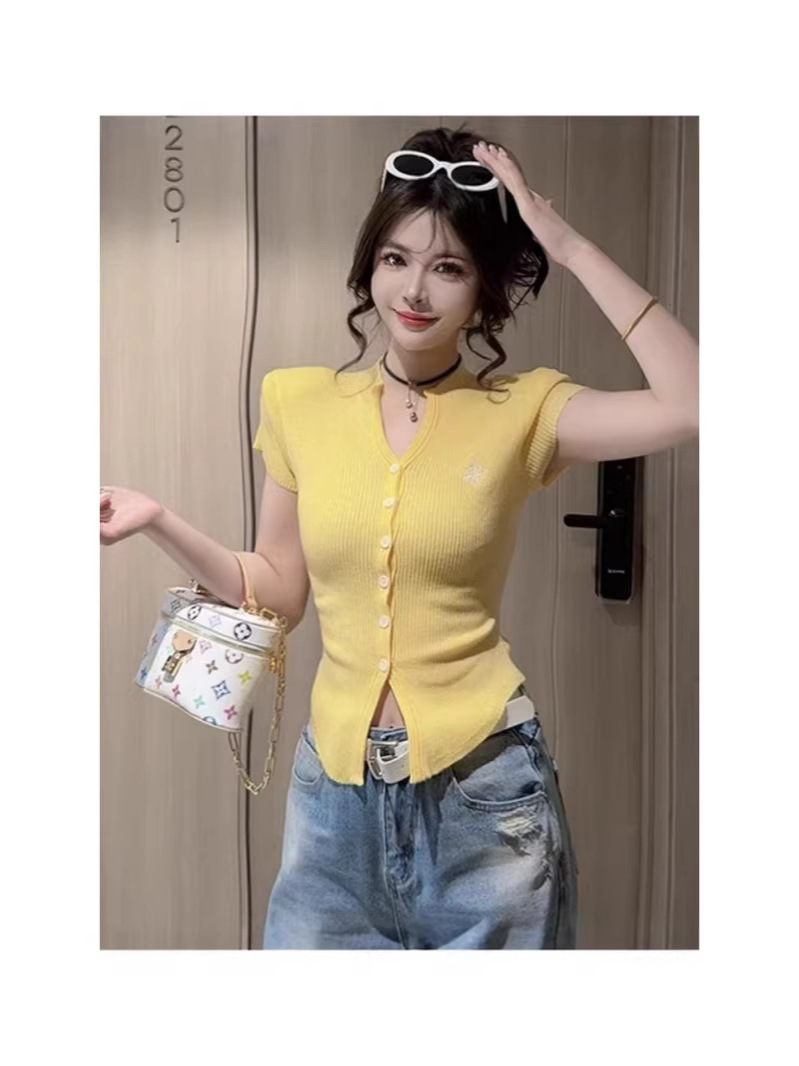 Design knitted summer fitted fashionable short cardigan