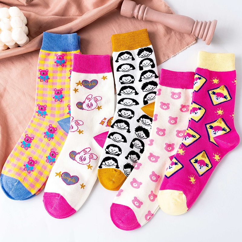 襪子女潮ins趣味卡通人頭創意搞怪中筒襪韓國可愛潮流秋冬厚長襪