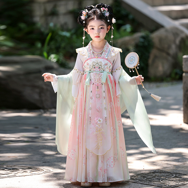 2026 Girls' Chinese Style Hanfu Spring and Autumn Long Sleeve New Model Little Girl Tang Suit Dress Children's Ancient Costume Super Fairy Dress
