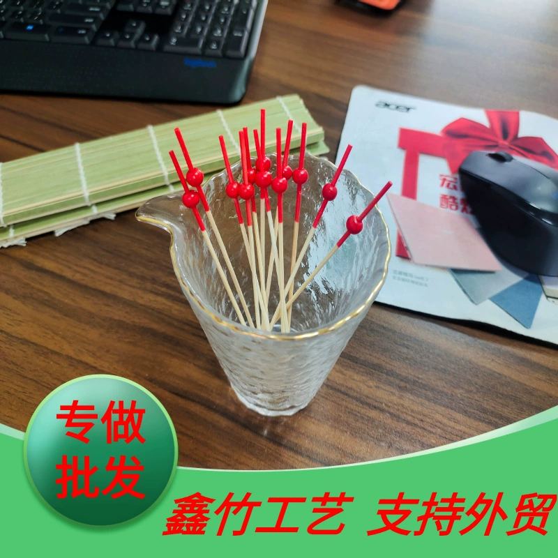 100 шт./Пакет краска голова круглая бусина палочка одноразовая отель десерт коктейль декоративная палочка фруктовая вилка оптом