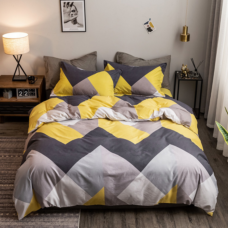 Three-Piece Bed Sheet and Duvet Cover Set for Students, Single Bed Dormitory Four-Piece Trendy Washed Cotton Duvet Cover, Simple Cross-Border