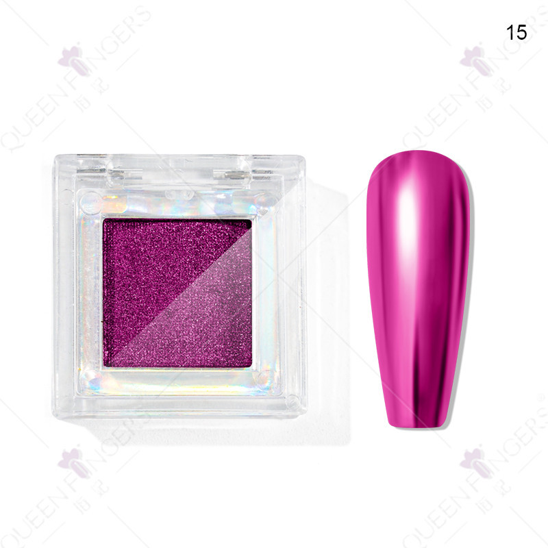 Nuevo brillo de uñas color sólido espejo mágico polvo cuadrado caja brillo láser polvo de titanio polvo de oro polvo de hadas polvo de sombra de ojos en polvo