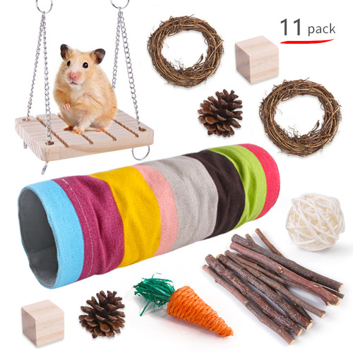 Cross-border New Hamster Toy Set Pet Rabbit Guinea Pig Grass Ball Teething Supplies Hamster Tunnel Set