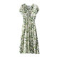 Green Floral Dress 2023 Summer New V-neck French High-end Light Mature Style Retro Slimming Dress