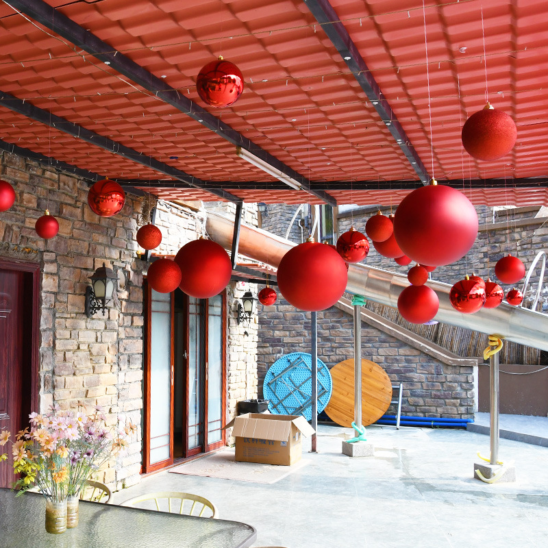 S588 Festival Opening Decoration Ball Red Glossy Matte Glitter Chandelier Ornament Tree Decoration Plastic