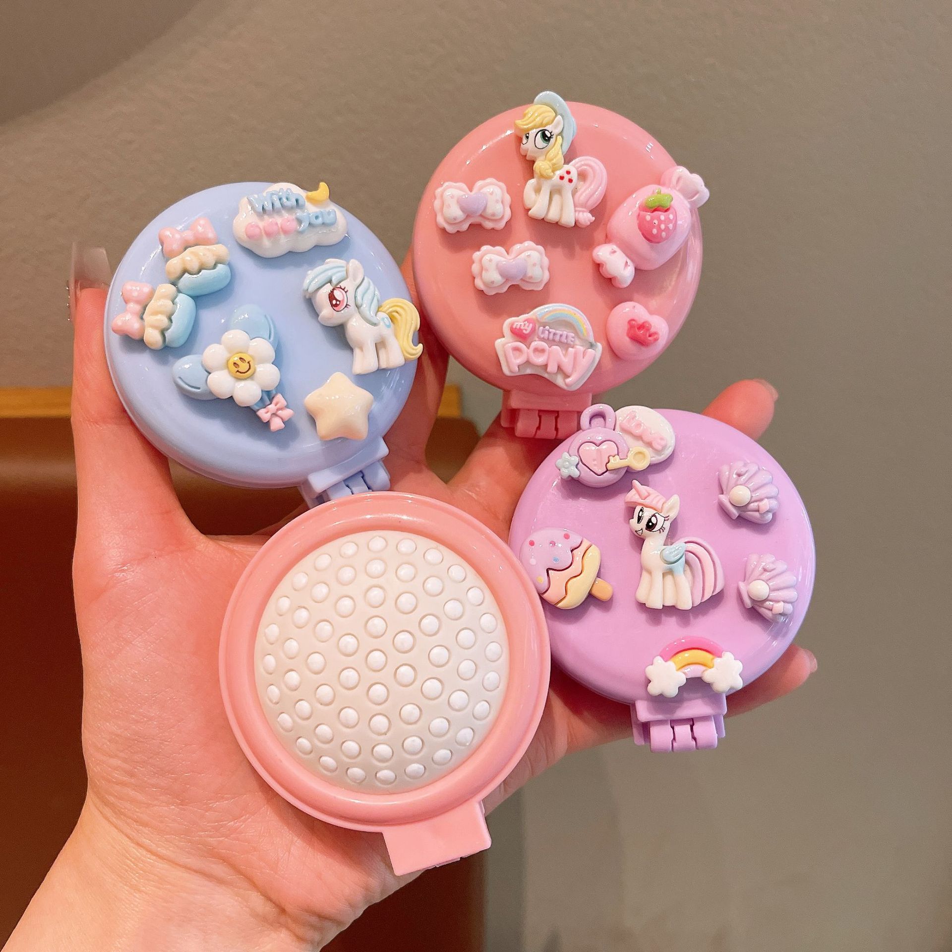 Hermoso portátil plegable airbag masaje pein pequeño espejo de pein todo en uno mini airbag para mujeres