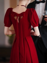 敬酒服新娘小个子平时可穿回门订婚连衣裙女夏季高级感红色礼服裙