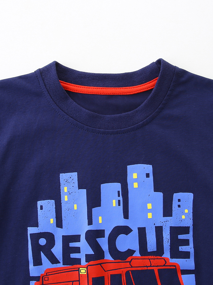26 nuevos productos de verano, camisetas de manga corta para niños, camisetas con estampado de dibujos animados para niños, sudaderas de algodón de punto con cuello redondo para niños