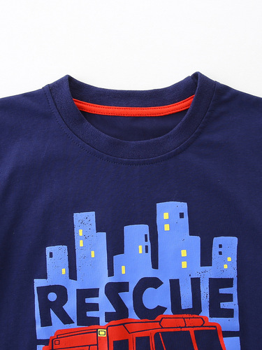 25 Summer New Children's Short Sleeve T-shirt Cartoon Print Boy's T-shirt Top Knitted Cotton Crew Neck Children's Sports Shirt