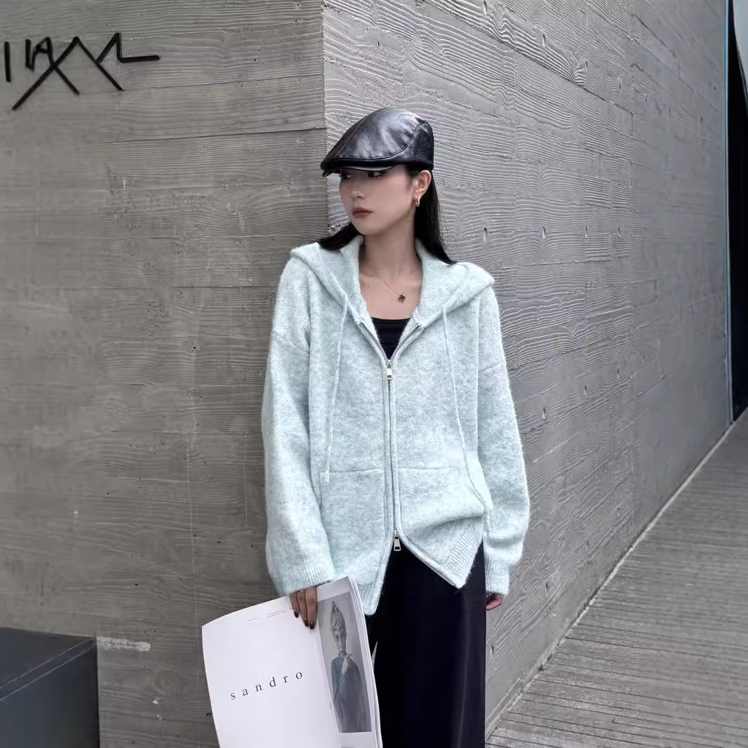 24 invierno Puyuan estilo coreano perezoso suéter gris cardigan mujeres otoño invierno alta sensación universal