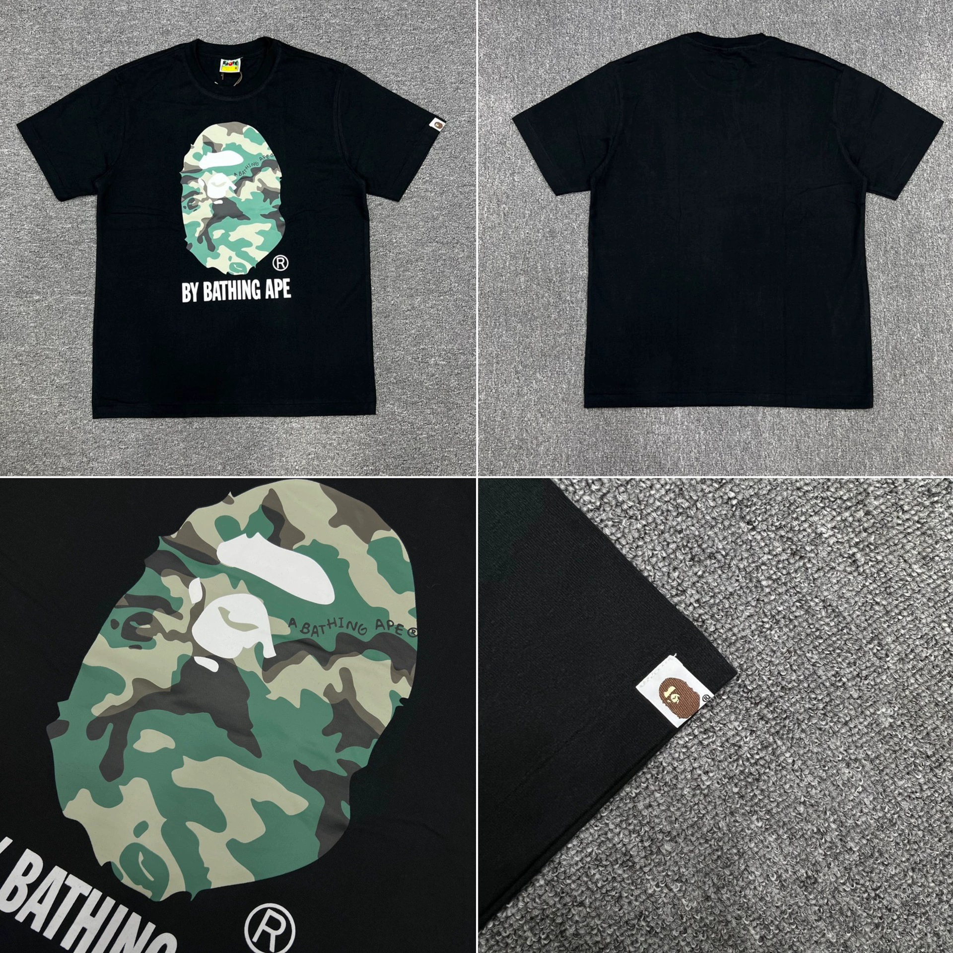Стильный брендовый топ BAPE с половинными рукавами TEE для мужчин и женщин, камуфляж голова обезьяны, высокого уровня, свободный крой, короткий рукав