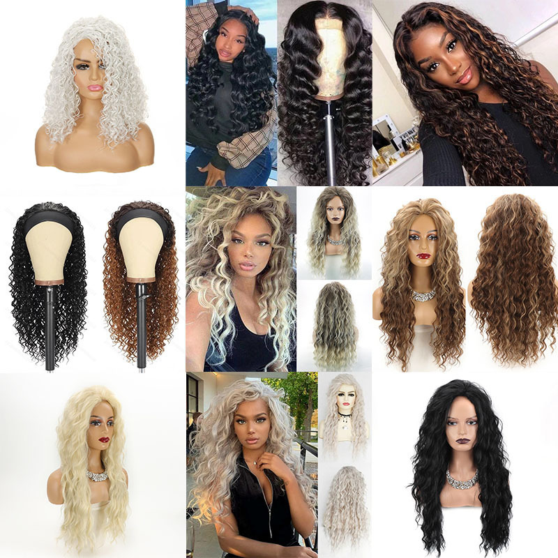 Cross-Border Hot Selling European and American Women's Small Curly Wigs African Small Curly Long Hair High Temperature Silk Chemical Fiber Wig Headgear