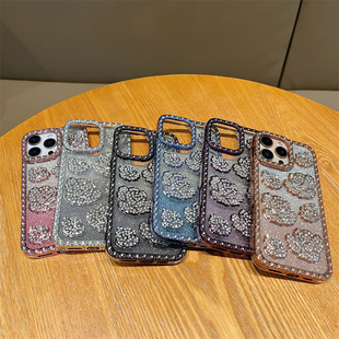 Cross-Border Diamond-Encrusted Electroplated Glitter Rose Suitable for Apple 16 Mobile Phone Case Luxury Glitter Diamond Apple 16Promax