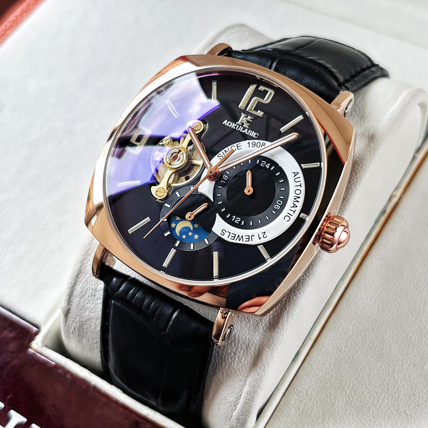 2026 Augustus Square Automatic Mechanical Watch Cross-Border Hot-Selling Fashion Casual Men's Wristwatch_voghion.com