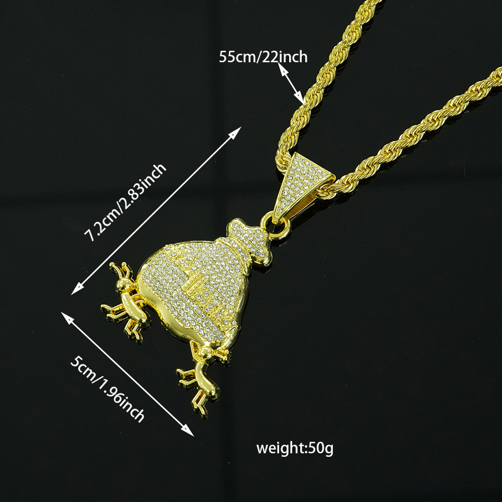 Joyas transfronterizas europeas y estadounidenses nuevos collares de hip-hop RICH FOREVER bolsas de dinero INS collares colgantes