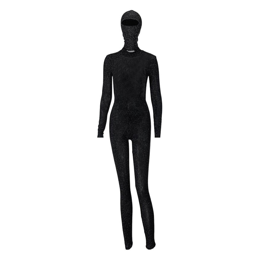 Europa y América del otoño y el invierno ropa de las nuevas mujeres de comercio exterior popular de manga larga de cuello alto sin respaldo de una sola pieza Pantalones deportivos mono sombrero libre