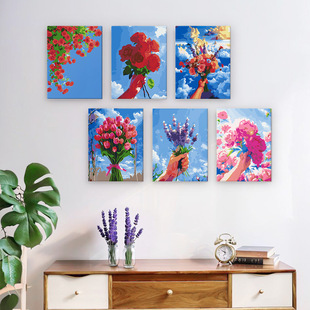New Small Painting suit Foreign Trade Explosions Landscape Flowers Hand-painted diy Digital Oil Painting Amazon FBA Global Hair