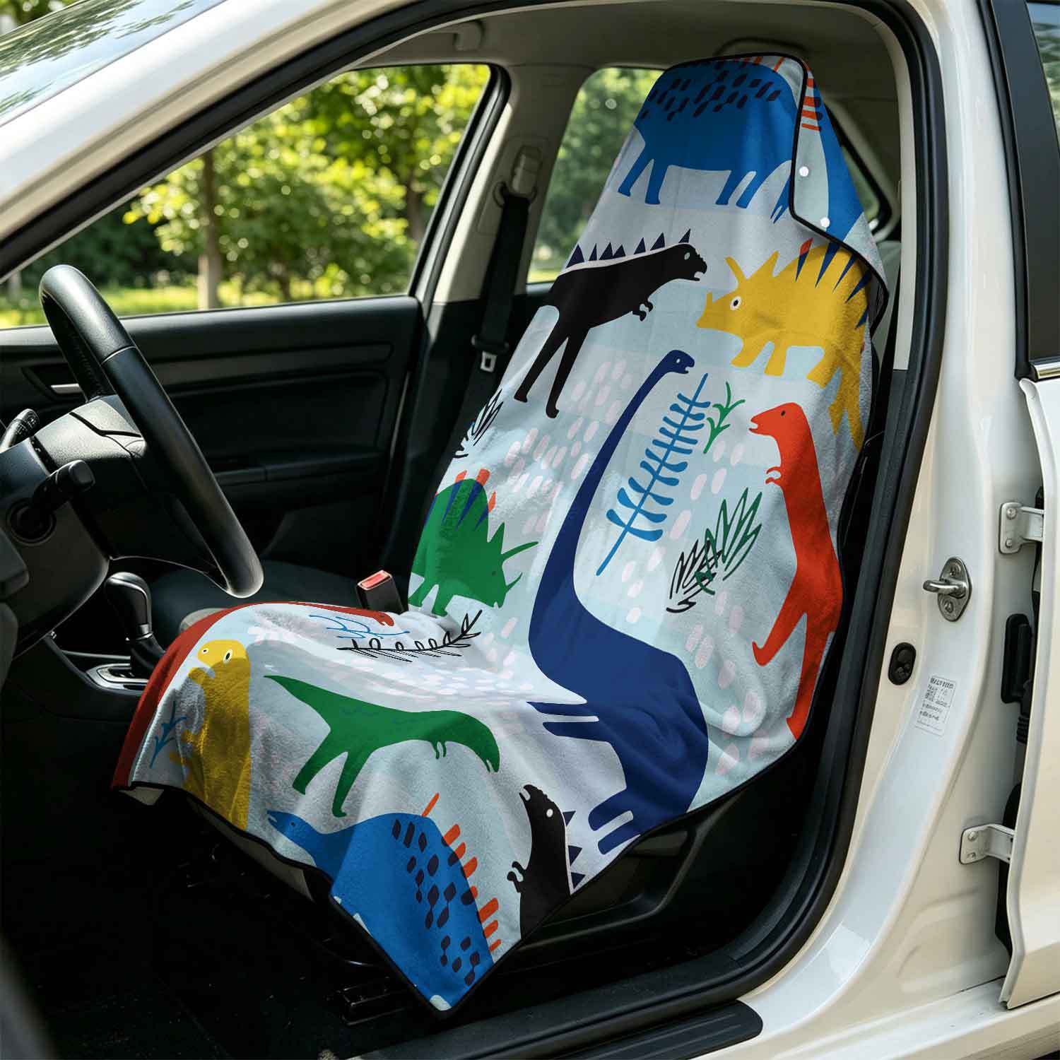 Printed bath towel and car seat cover 2-in-1, ultra-fine fiber outdoor beach and car dual-use universal seat cushion
