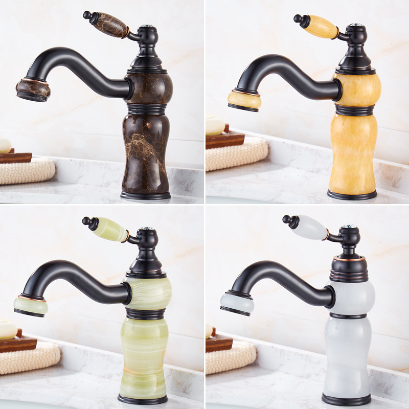 Black frosted jade basin hot and cold faucet full copper body basin wash basin basin swivel faucet can wash hair Black frosted jade basin hot and cold faucet full copper body basin wash basin basin swivel faucet can wash hair