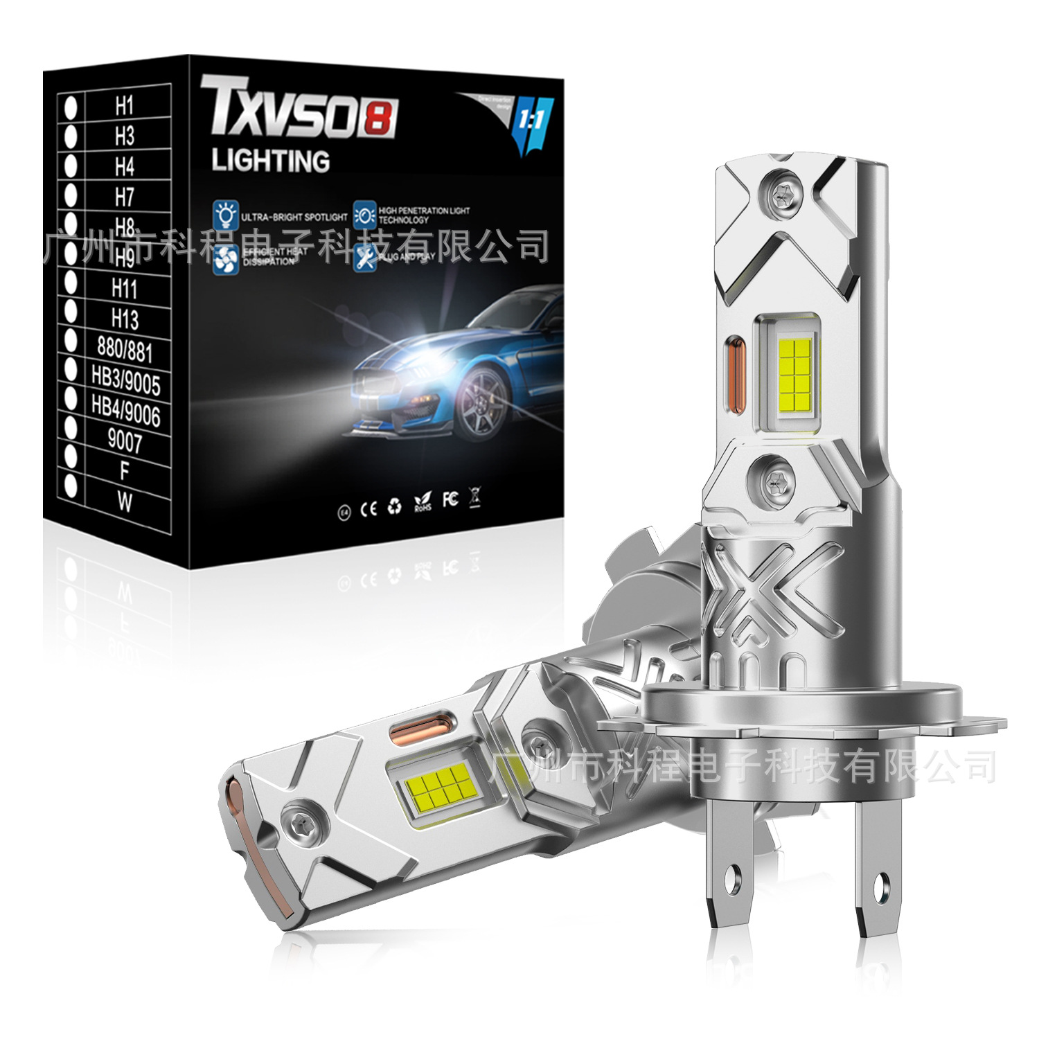 Ventas transfronterizas calientes H7 LED LIGHTS BULBS faro sin ventilador 3570 chip enchufe directo