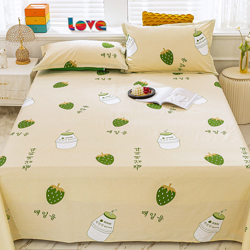 Sábana de algodón grueso de dibujos animados pieza individual 100 algodón dormitorio de estudiantes cama individual de verano pieza de tres piezas doble 1.5