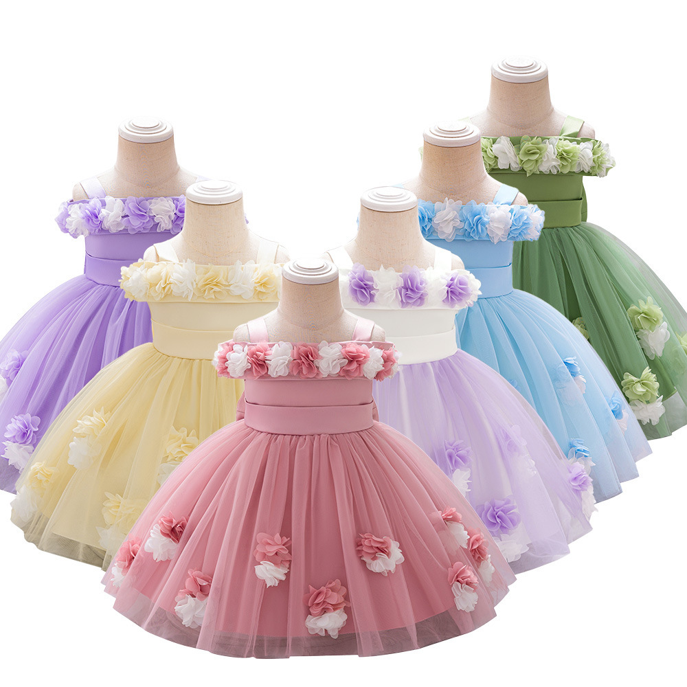 2026 nuevo vestido de niña decal vestido de princesa de malla princesa de niña pequeña princesa de verano vestido