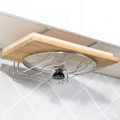 Pot cover rack Stainless steel 304 Punch holes household kitchen cupboard Hanging type Vegetable board chopping block Storage rack