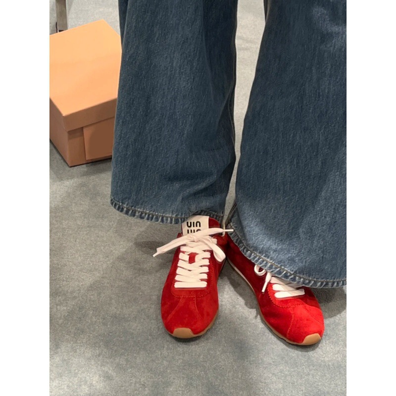 Cowhide Version ~ Genuine Leather Flats-Soled Round-Toe Retro Red Forrest Gump Shoes for Women, Versatile Moral Training Shoes, Sneakers, Casual Shoes