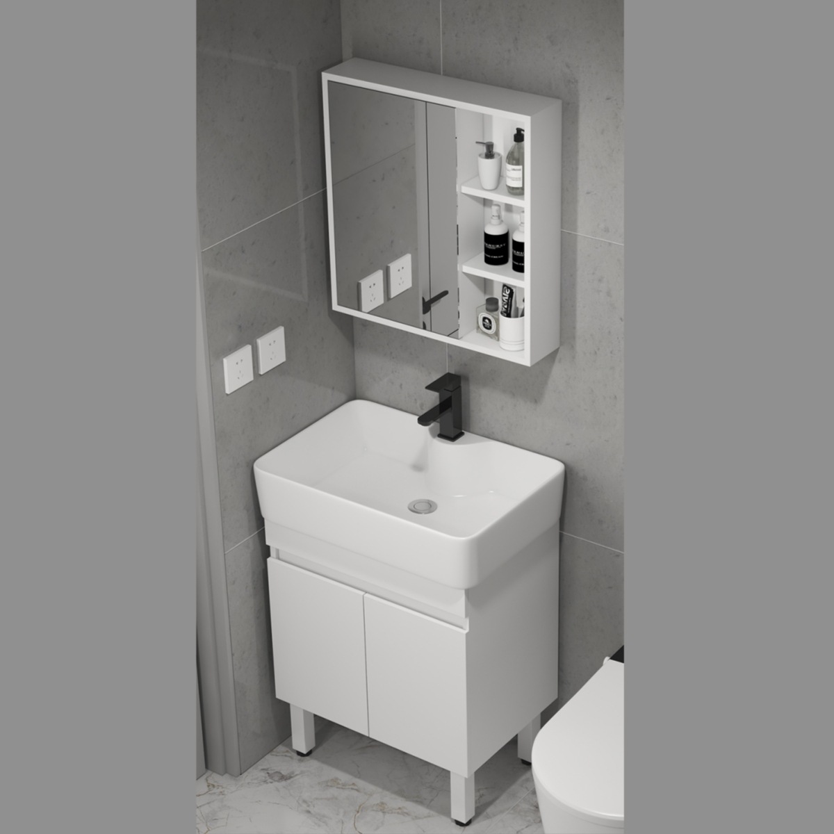 gabinete de baño de madera sólida tipo pequeño gabinete de lavabo tipo suelo combinado en lavabo cerámico pequeño tamaño lavabo