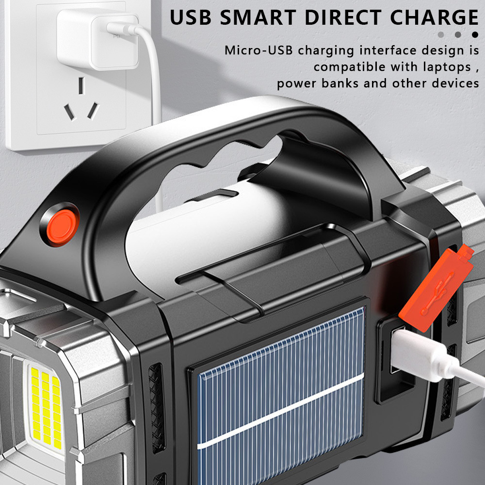 Nueva lámpara portátil multifuncional exterior solar recargable LED lámpara de iluminación de luz portátil