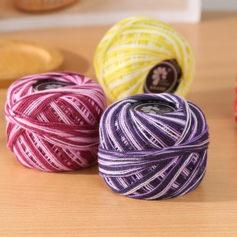 Cross-border wholesale 5 segment dyed lace thread 20g group hand-woven crochet thread doll jewelry clothing thread full postage Cross-border wholesale 5 segment dyed lace thread 20g group hand-woven crochet thread doll jewelry clothing thread full postage