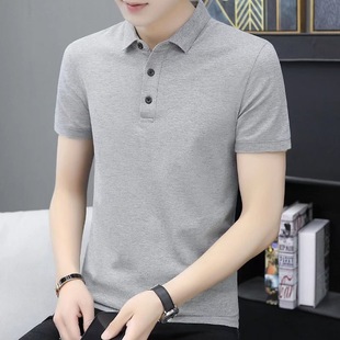 Hong Kong Fashion Brand Summer POLO Shirt Men's Short-sleeved Business Casual Lel T-shirt Men's Top Grey Men's Wear