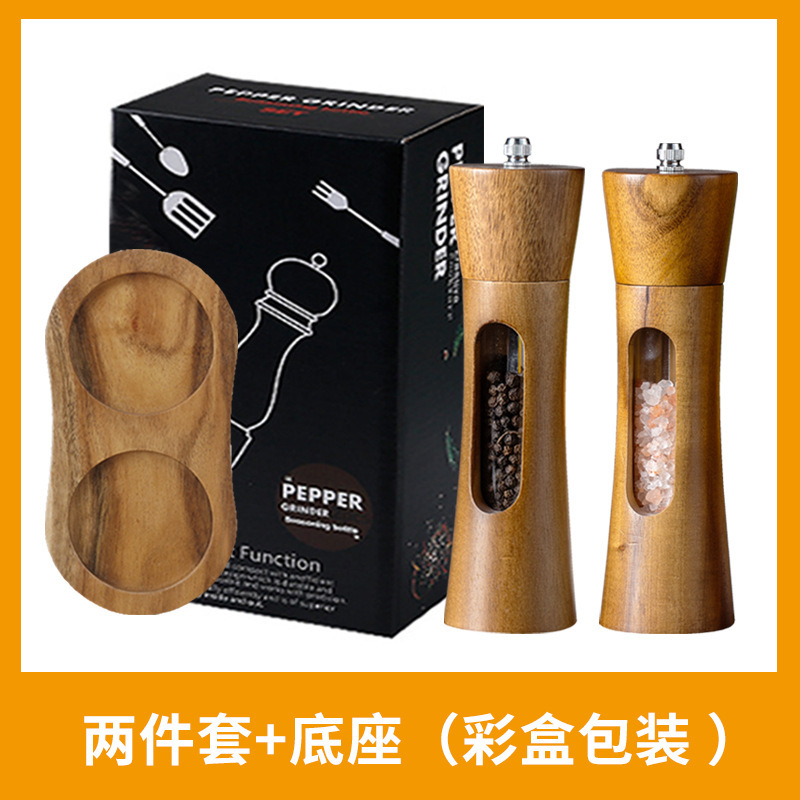 アクリル胡椒ミル家庭用海塩サンショウ研磨器宝塔胡椒ミル木製キッチン用胡椒ミル|undefined
