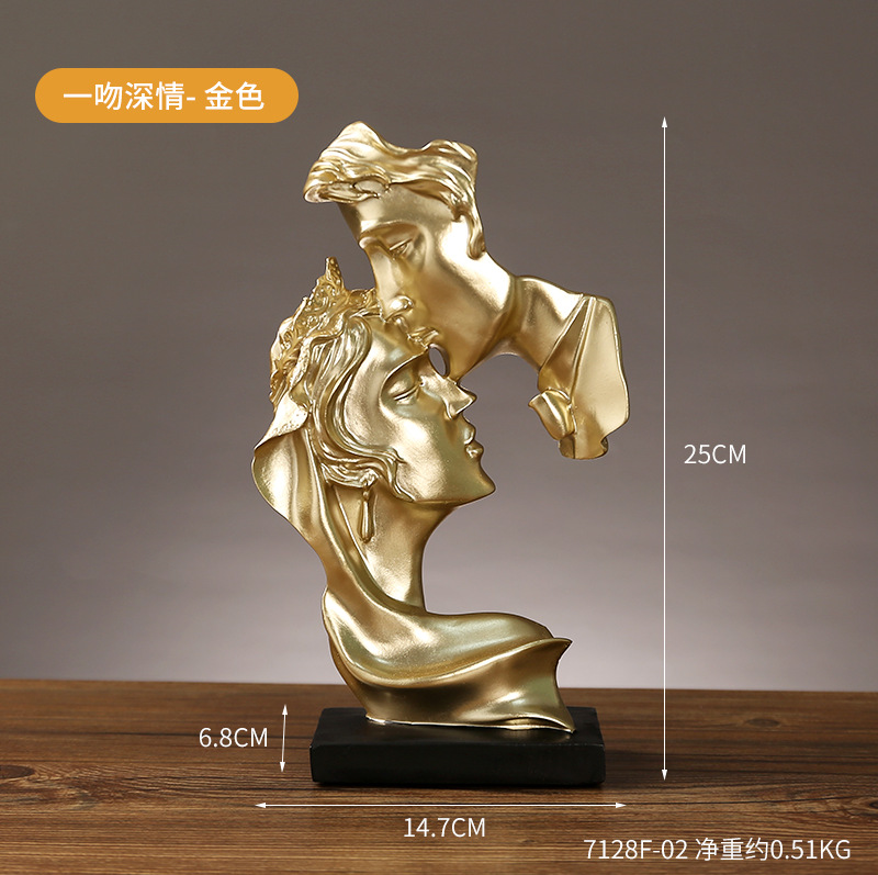 Nordic creative character kiss love statue crafts decoration couple resin home decoration love token