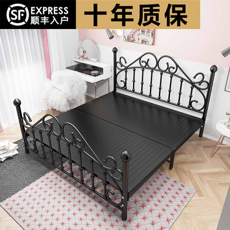 現代簡約鐵藝床1.5米雙人1.8兒童鐵床網紅公主鐵架北歐單人1.2m
