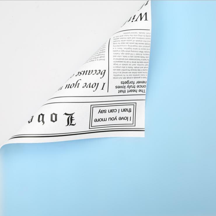 Flower Party Factory Nuevo periódico en inglés Papel de embalaje de flores Sentido de alta calidad Florería impermeable Papel de embalaje de flores Papel de embalaje de ramo