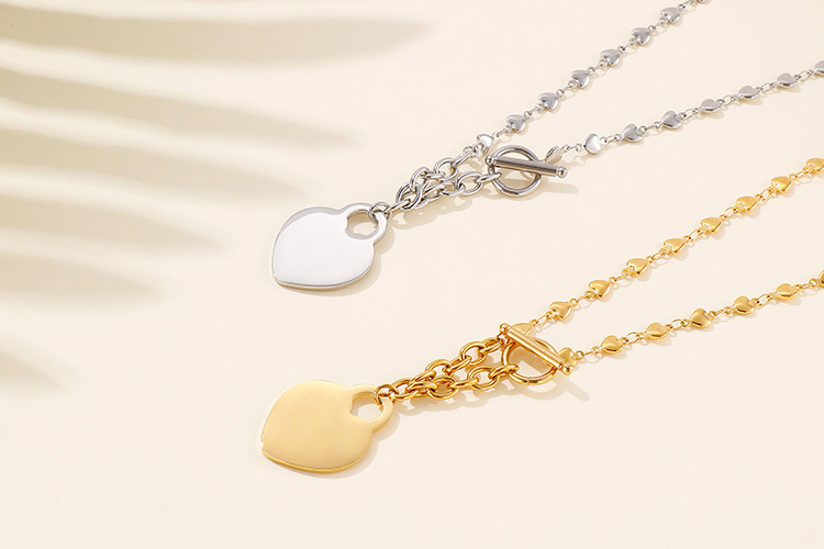 30g Weight PVD Coated Gold Plating Process 18K Real Gold Plated Plating Material Wedding, Travel Occasion 304 Stainless Steel Material Heart Pattern Women'S Gender Fashion Style Waterproof Non Tarnish Craft PVD Coated 18K Gold Plated Heart Titanium Steel Fashion Waterproof Non Tarnish 6