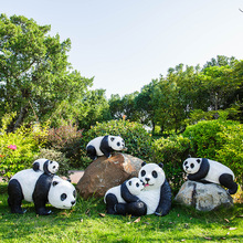园林雕塑摆件玻璃钢仿真动物熊猫商场户外花园庭院装饰树脂工艺品