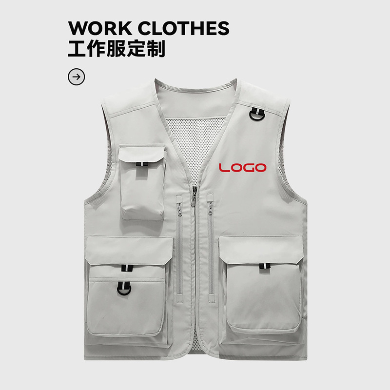 [Multi-pocket] Custom-made workwear vests with printed logos for company teams, event photographers, and custom logo vests