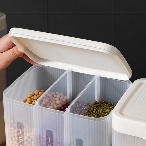 Grid rice bucket household moisture-proof and insect-proof storage classification grain cans measuring multi-functional rice storage box