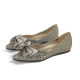 Rhinestone single-layer shoes for women's 2024 new bow full-diamond European and American women's shoes sweet style ladyshoes large size women's shoes 41-43
