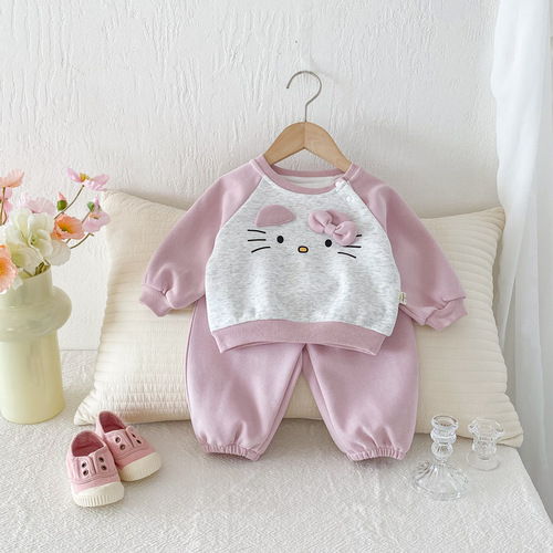 Set of Autumn Outfits for Baby Girls - Cute and Charming Baby Girl Two-Piece Sweatshirt and Leggings Set