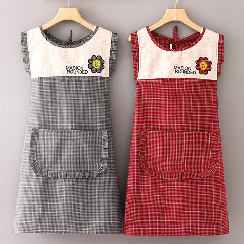 Cotton Apron Home Kitchen Stylish Women Fashion Korean Version New Anti-Stain Waist Apron Breathable Durable Workwear