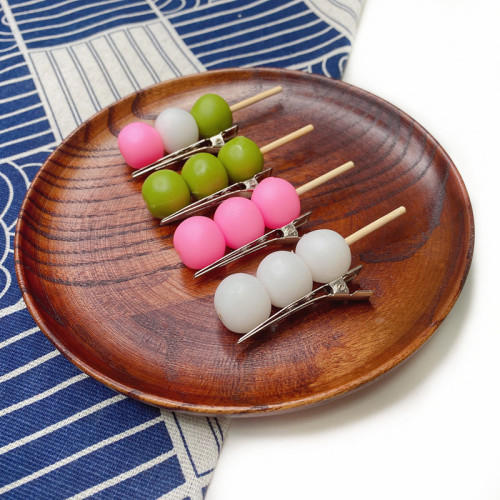 Fun meatball string hairpin Japanese-style simulation three-color meatball food hairpin side clip creative headwear student gift