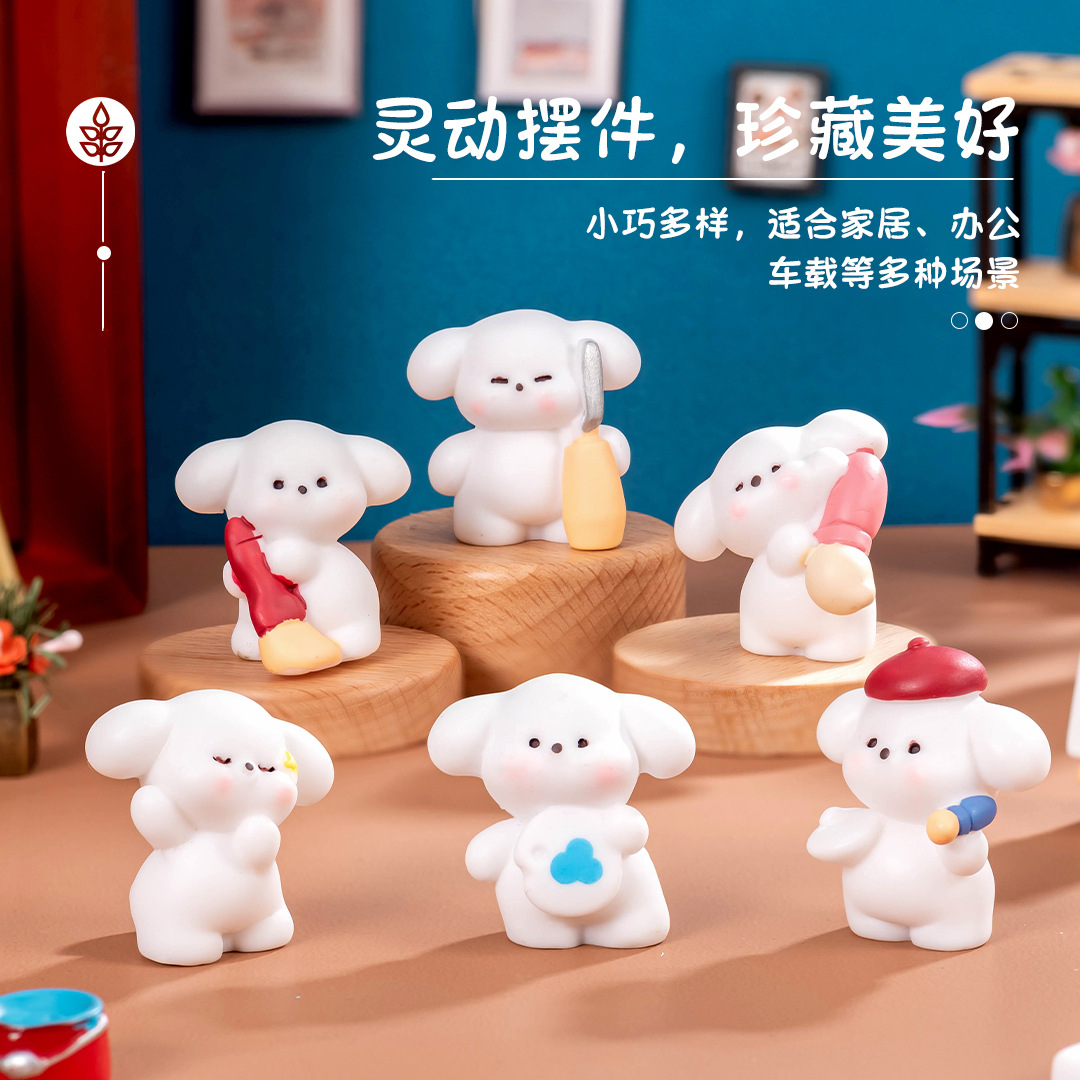 マイクロ風景クリエイティブかわいい絵画子犬人形 DIY ドールハウス装飾アクセサリーミニデスクトップ装飾品