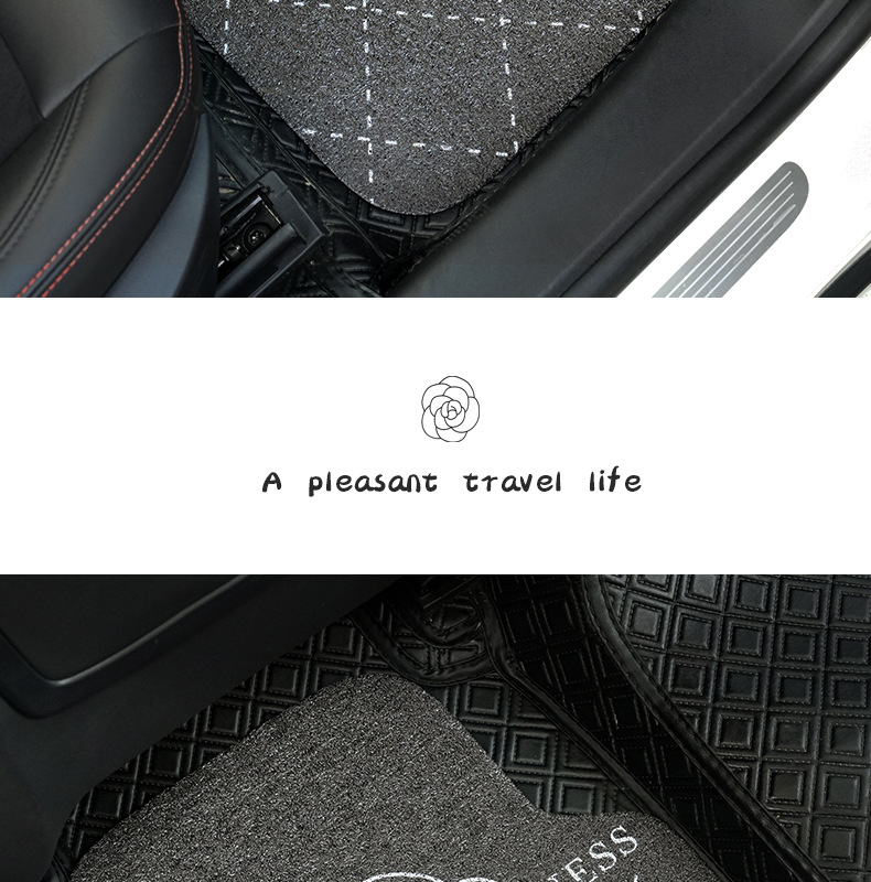 Camellia car foot mat silk ring simple printing car stain-resistant foot mat single piece thickened non-slip car foot mat