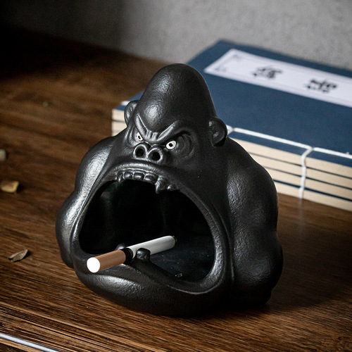 Cross-border foreign trade ashtray creative cartoon orangutan windproof ceramic home living room trend car European wholesale