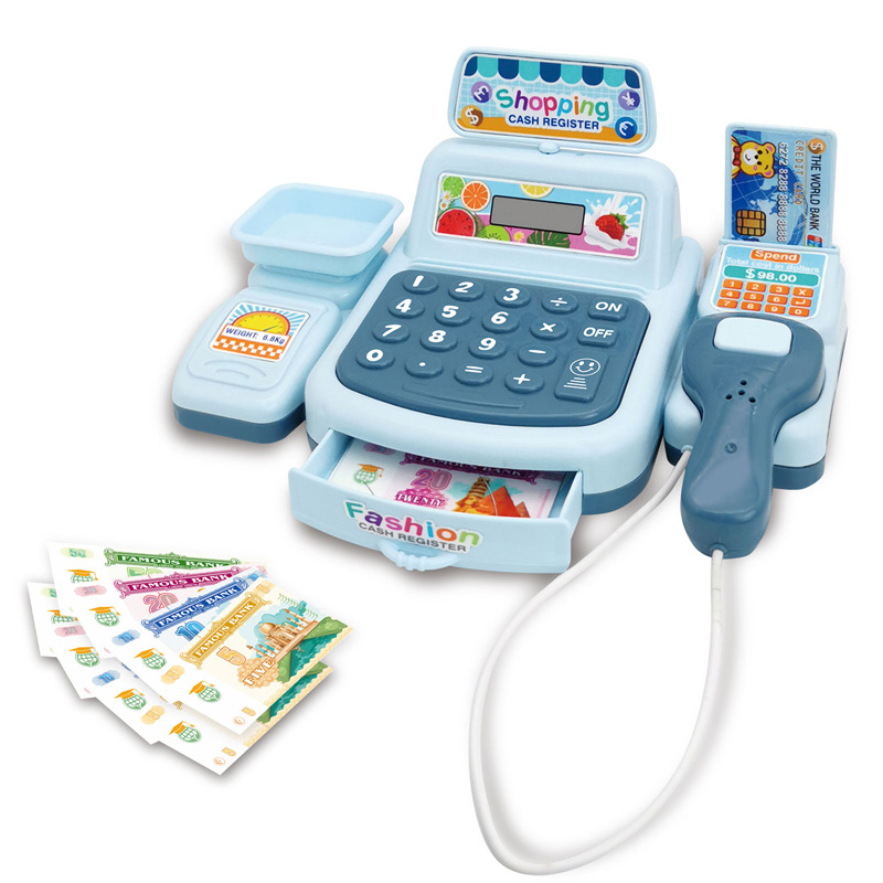 Juguete de simulación para niños, caja registradora de supermercado, juego de frutas, verduras y dulces, mini tienda de conveniencia, modelo de mostrador de pago